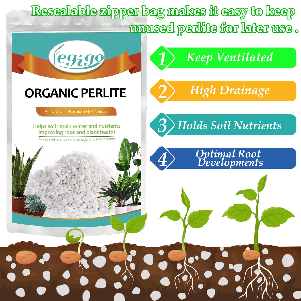 4 Quarts Organic Perlite for Plants Z641