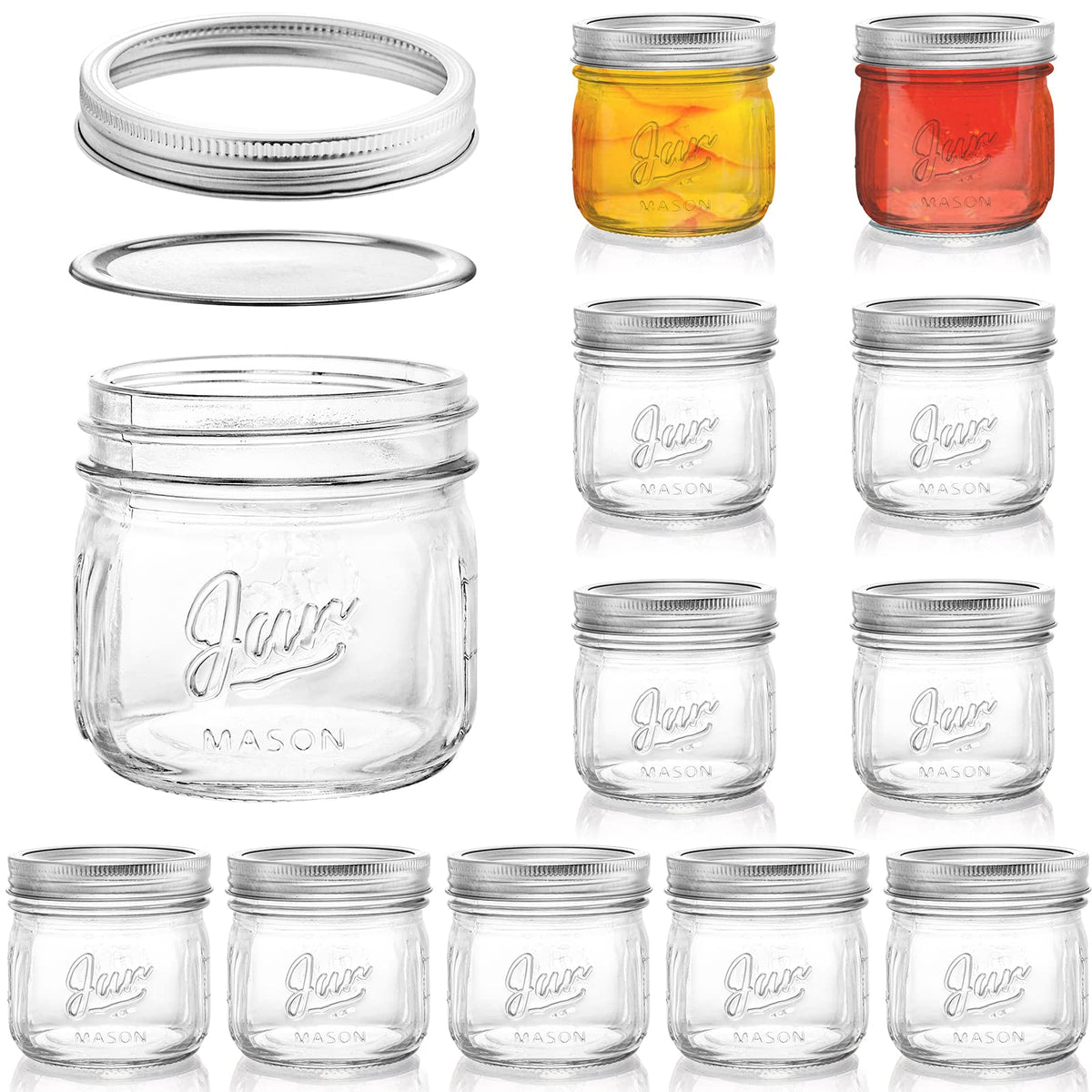 12 Pack 12 Oz Wide Mouth Airtight Glass Mason Jars P857