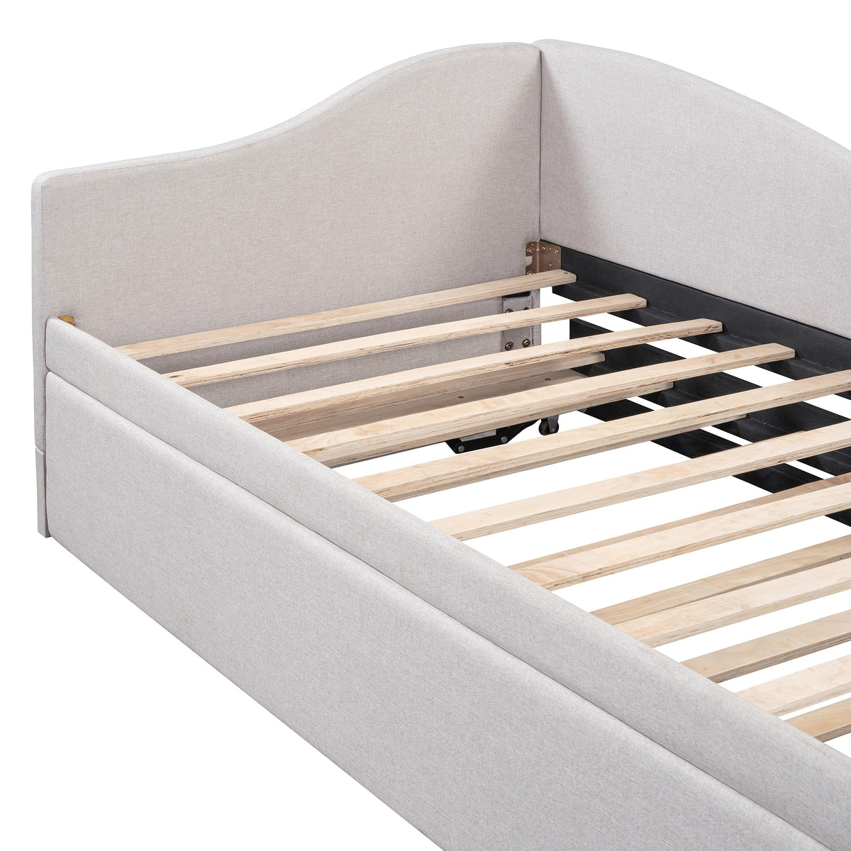 Twin Size Upholstered Linen Daybed with Pop up Trundle H49796