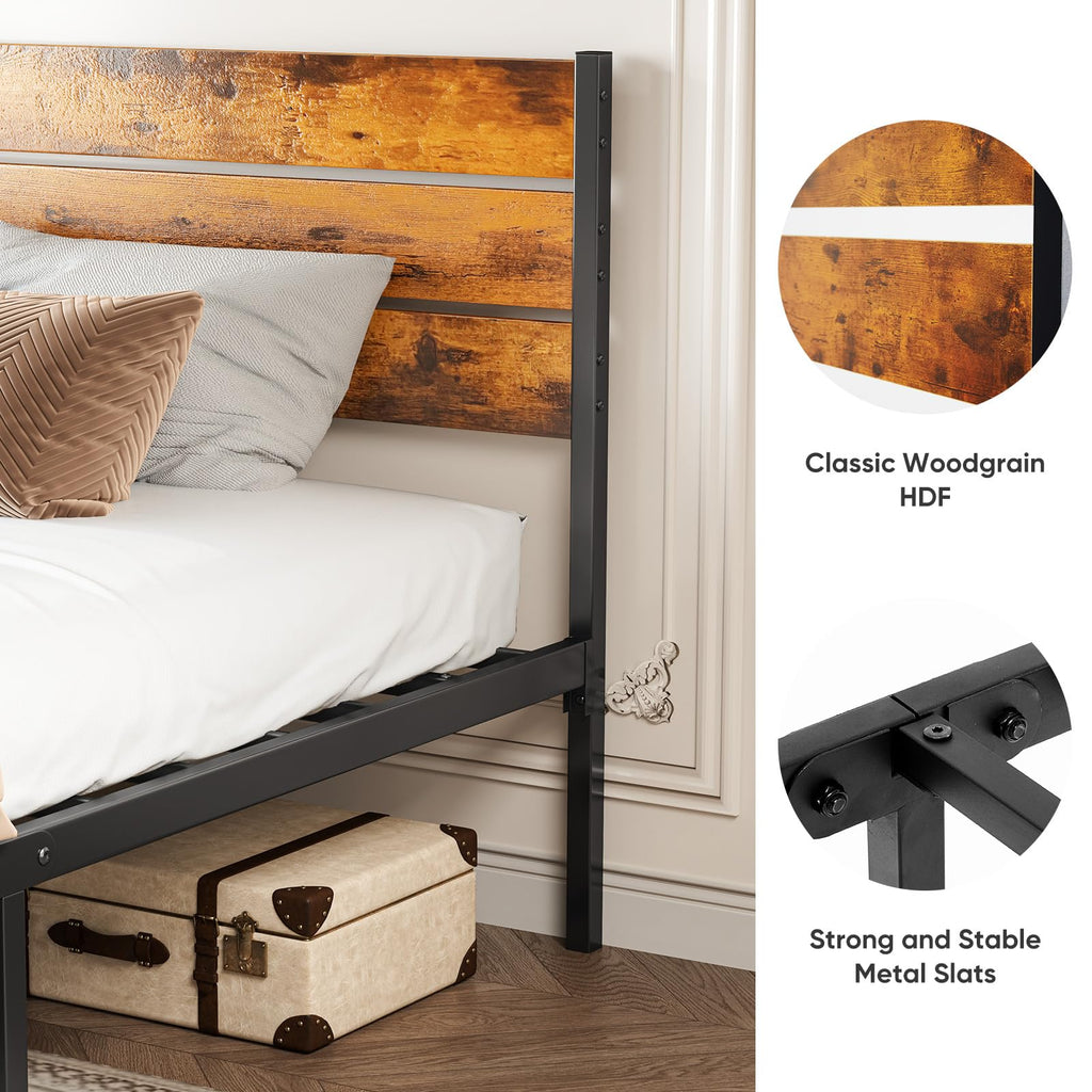Twin Wood Bed Frame with Headboard T102226