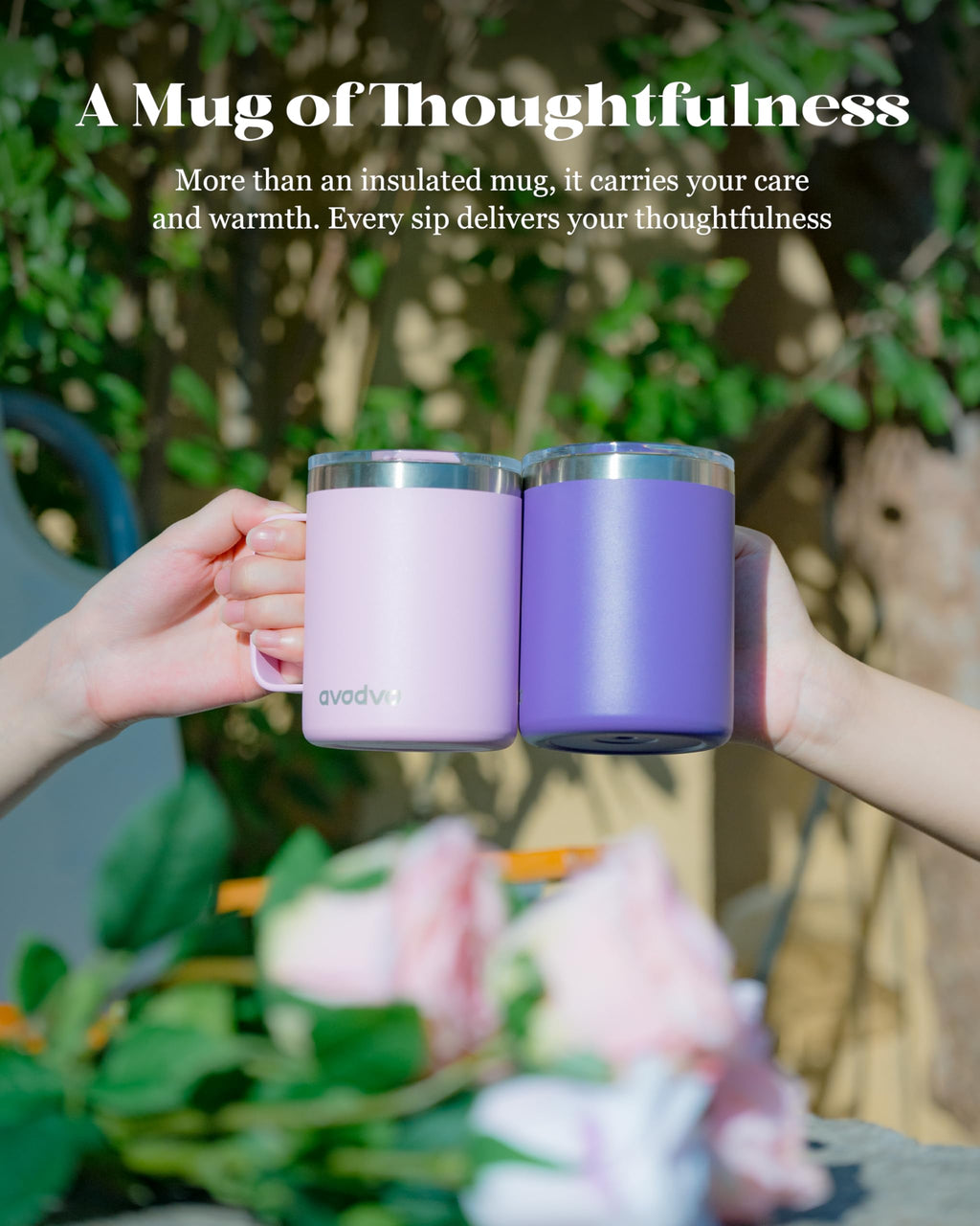 12oz Insulated Stainless Steel Coffee Mug with Lid Set of 2 D4895