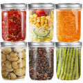 16 oz 6 Pack Wide Mouth Glass Mason Jars with Airtight Lids Y172439