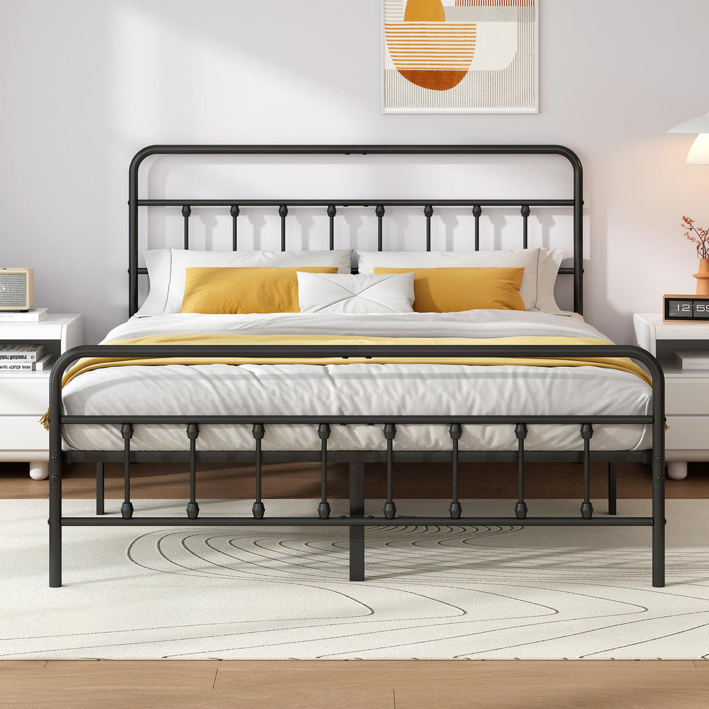 Queen Metal Bed Frame with Victorian Headboard & Footboard X5103