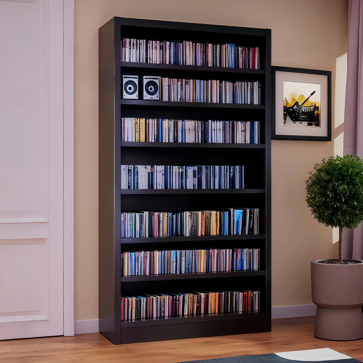 55" Metal Media Storage Cabinet with 6 Adjustable Shelves O184