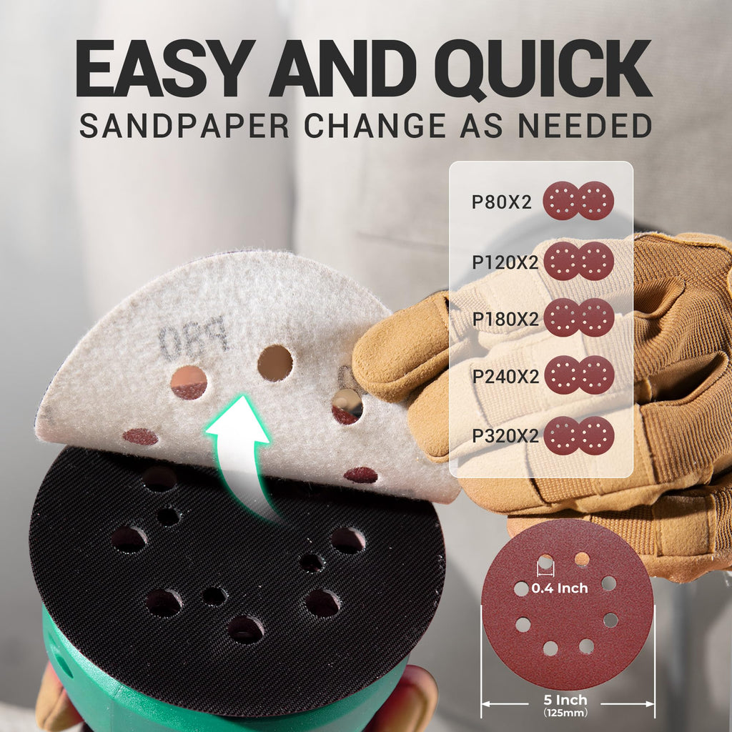 3.0 AMP Corded Random Orbital Sander 6 Speeds 5-Inch S879