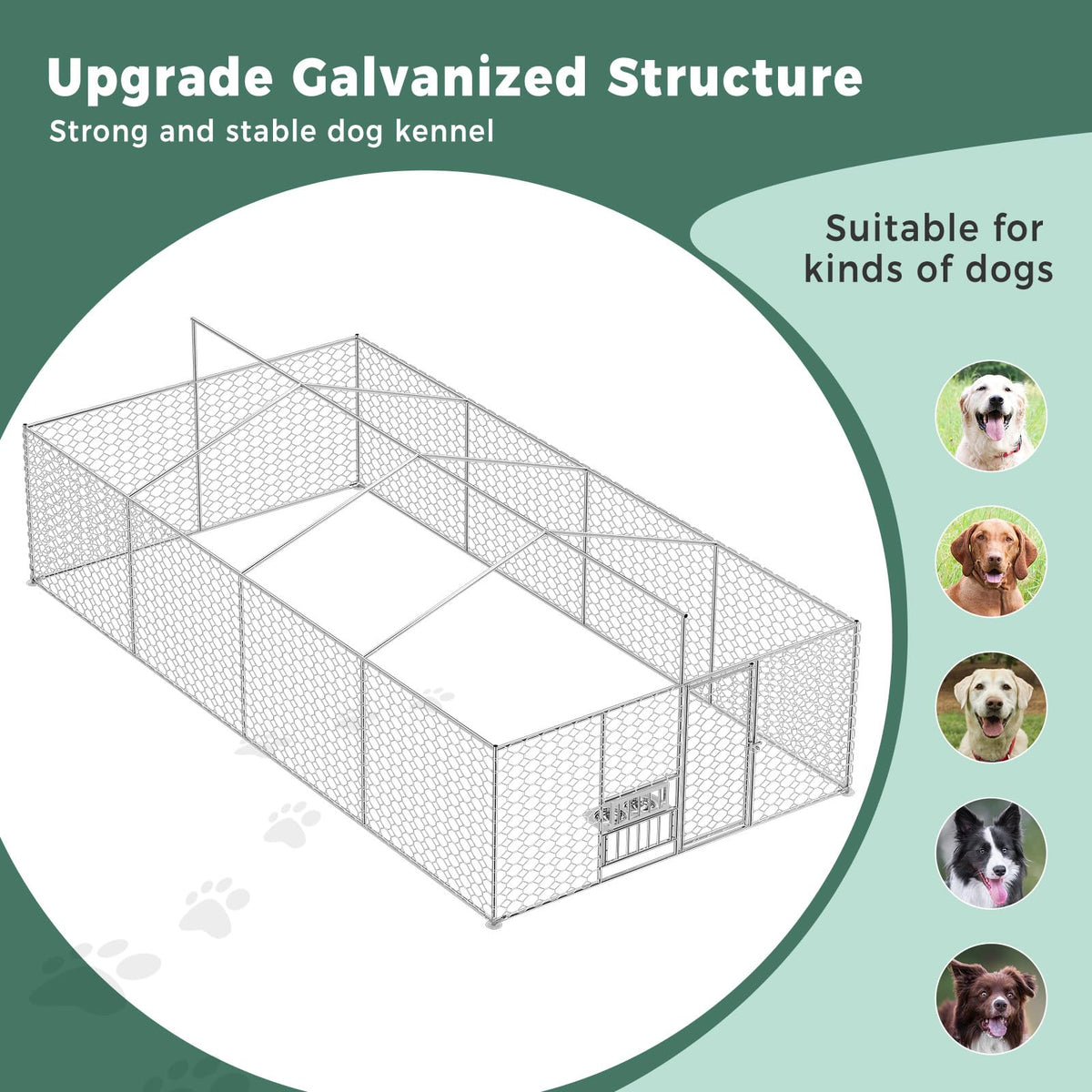 10×20FT Heavy Duty Chain Link Dog Kennel with Roof R188739