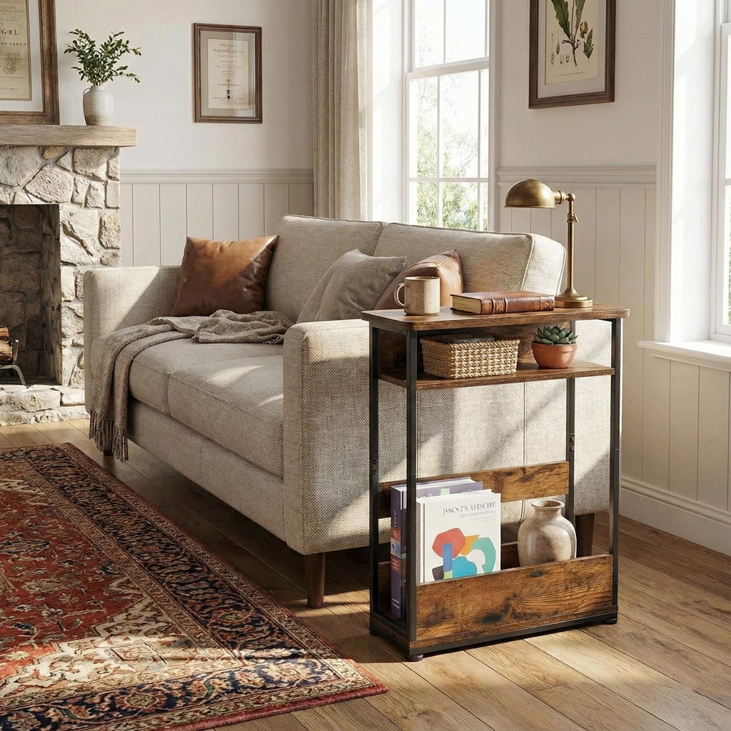 3-Tier Narrow Side Table with Storage Shelf H23582
