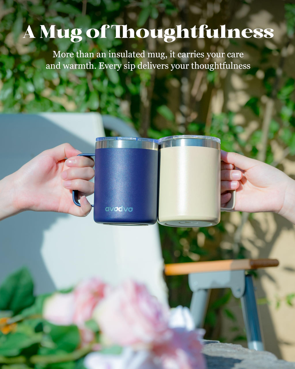 12oz Insulated Stainless Steel Coffee Mug with Lid Set of 2 D4895