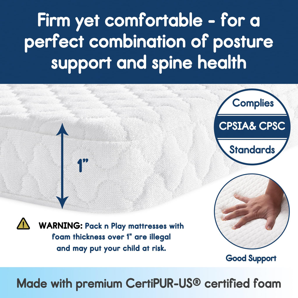 Waterproof Pack and Play Mattress 38"x26" White M698522