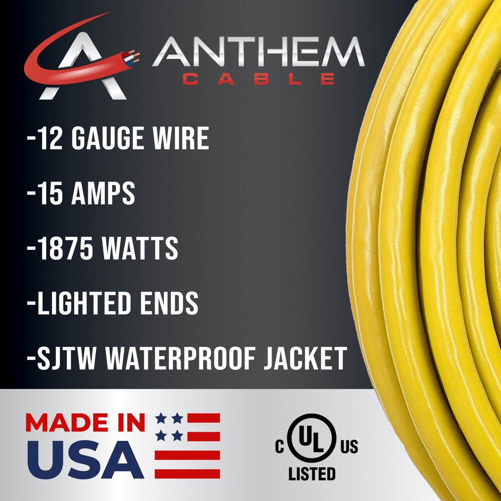 100 ft 12 Gauge Yellow Outdoor Extension Cord T451677
