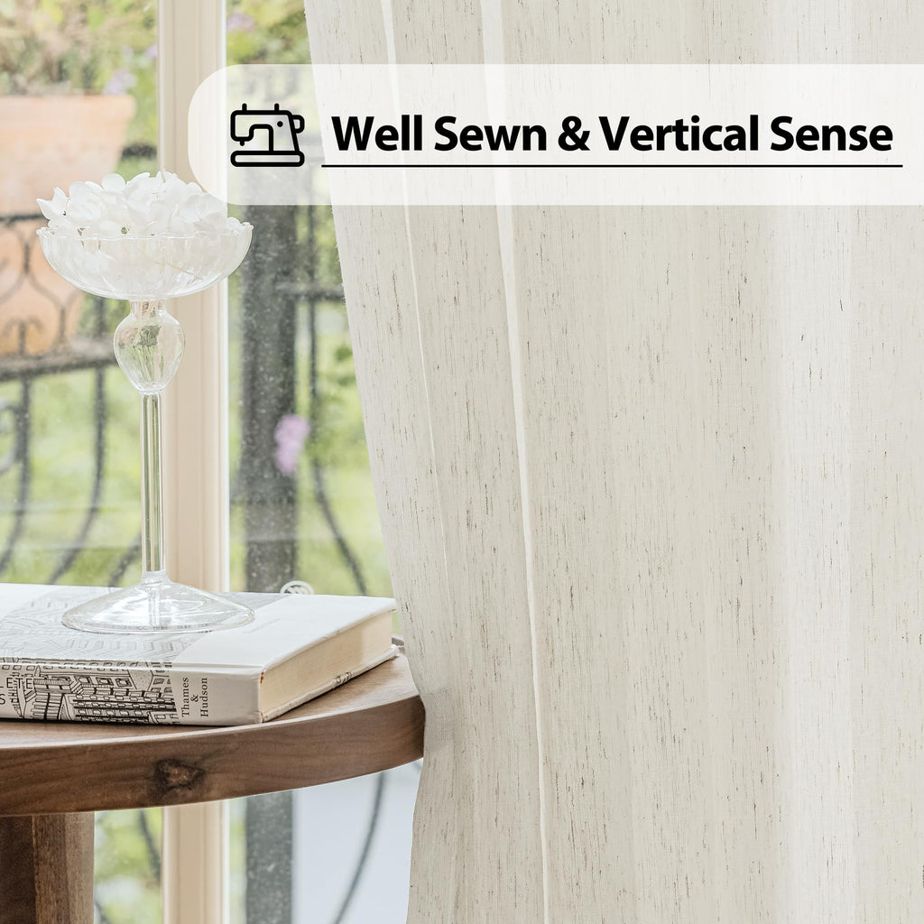 Natural Linen French Door Curtains 25x72 Inch Rod Pocket 2 Panels J6263