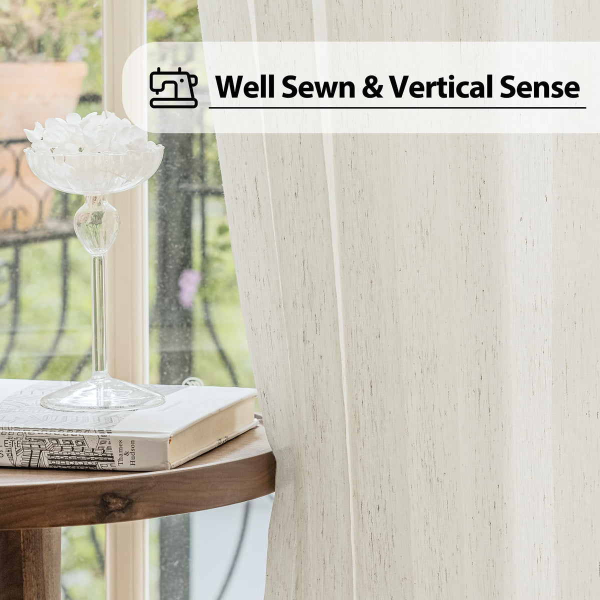 Natural Linen French Door Curtains 25x72 Inch Rod Pocket 2 Panels J6263