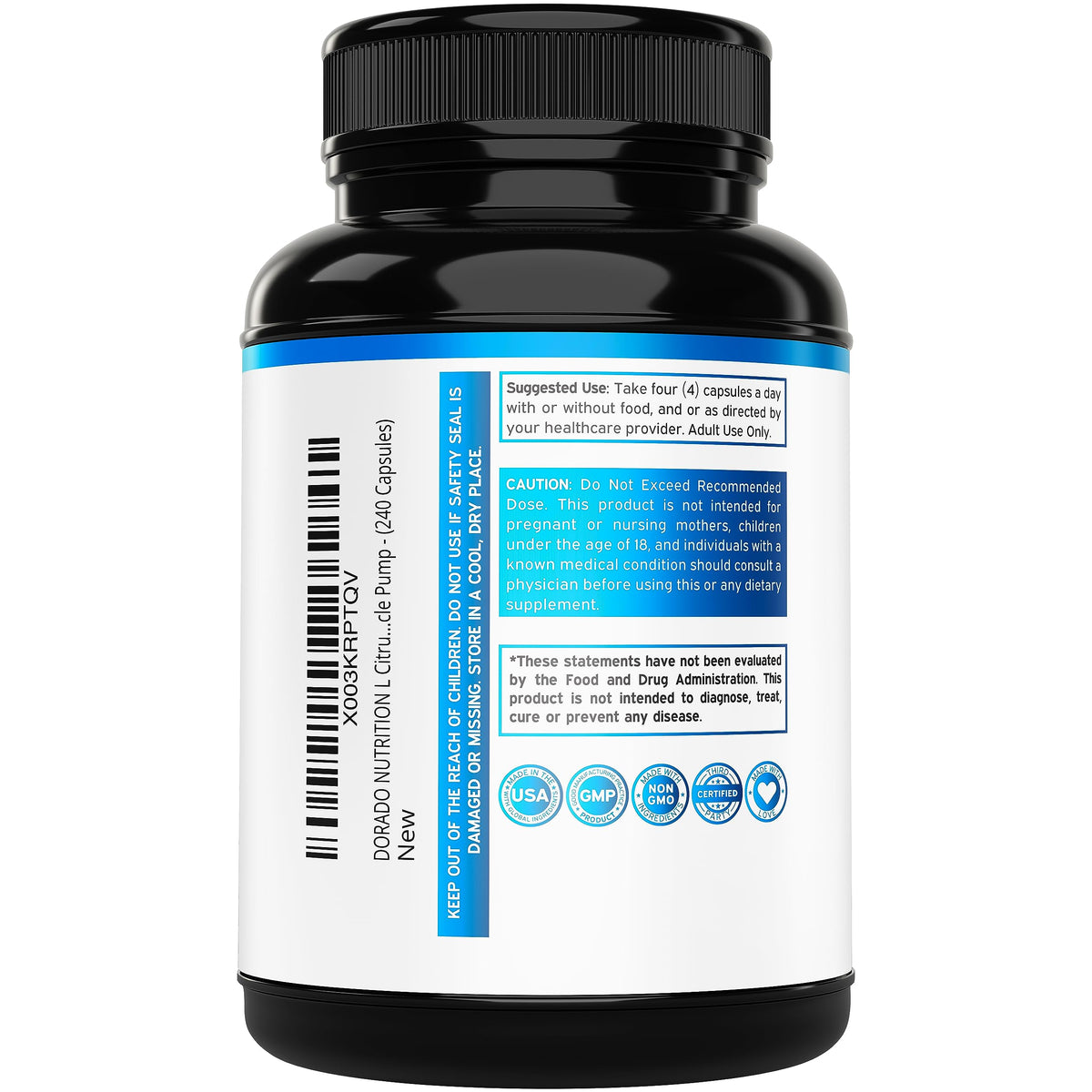 L Citrulline 3000mg & L Arginine Nitric Oxide Supplement 120 Count A2541