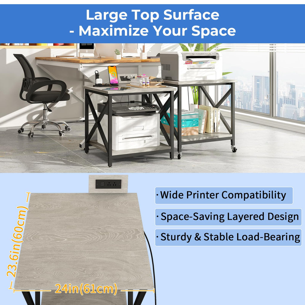 24"x23.6" Printer Stand with Power Outlet C49039
