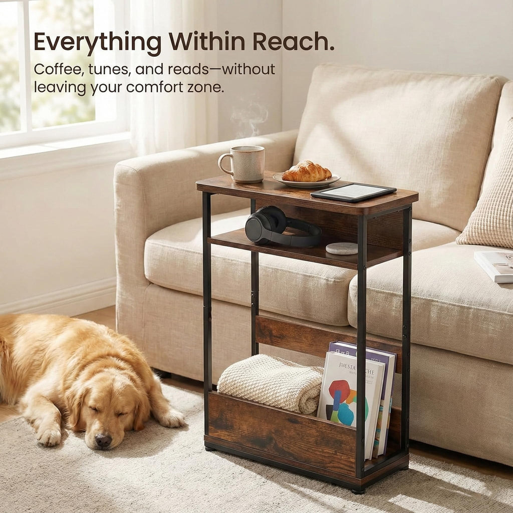 3-Tier Narrow Side Table with Storage Shelf H23582