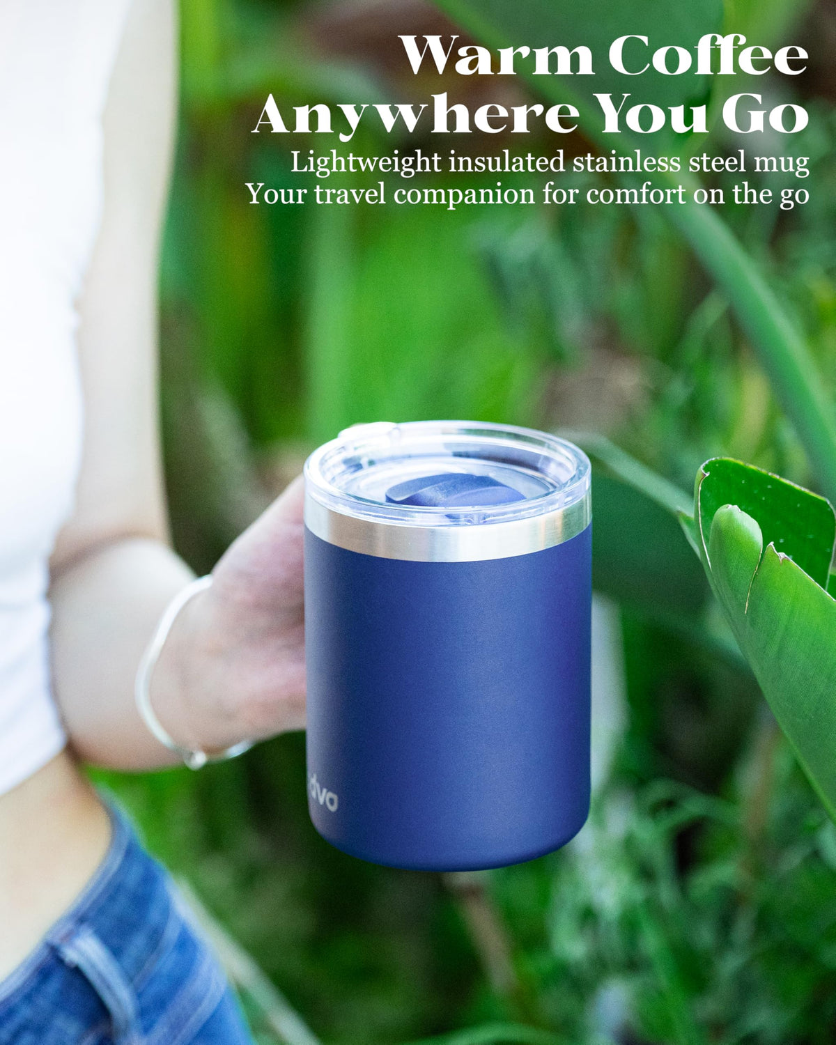 12oz Insulated Stainless Steel Coffee Mug with Lid Set of 2 D4895