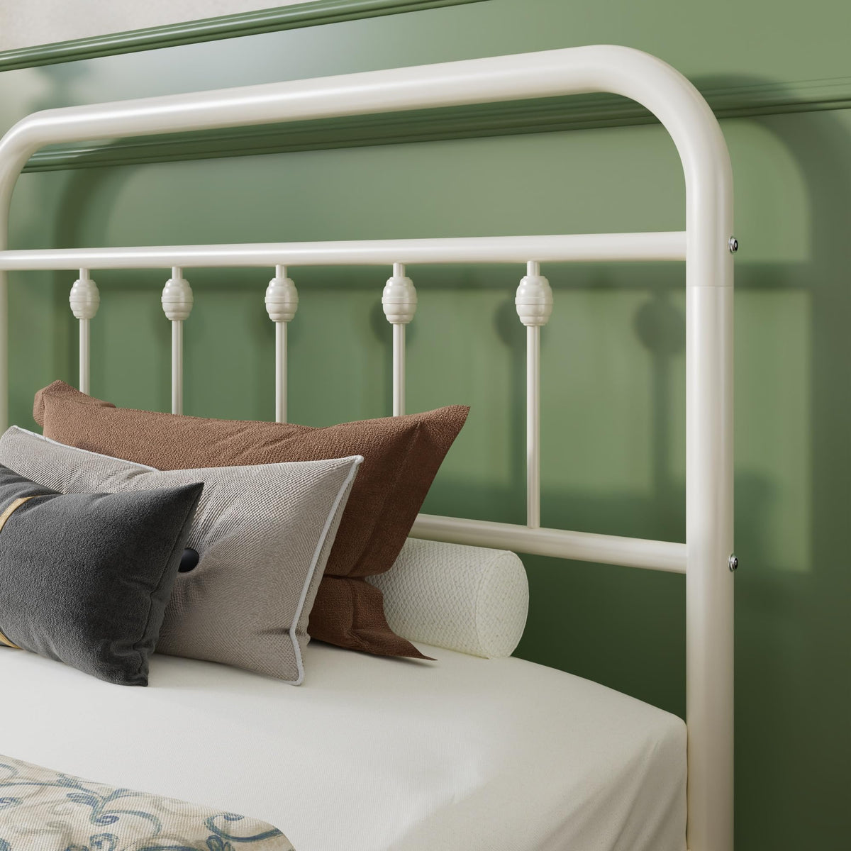 Twin Metal Bed Frame with Victorian Iron-Art Headboard K815