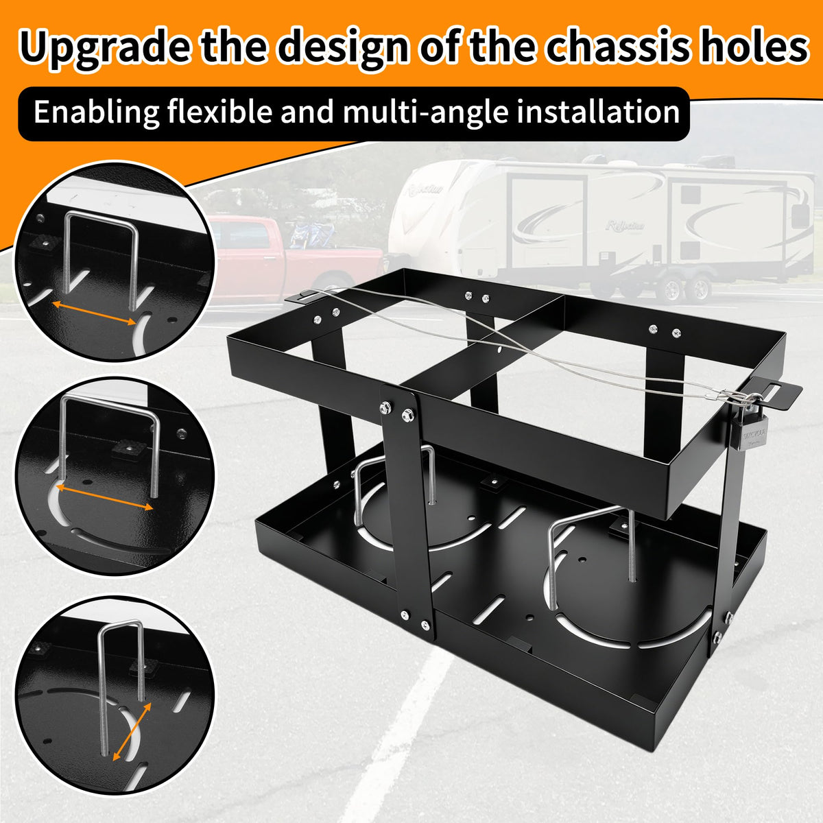 Gas Can Rack with Lock Cable and Rubber Pads S5262