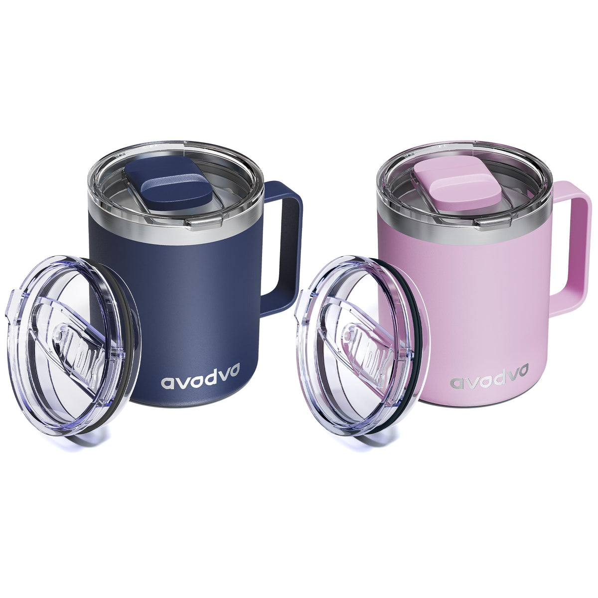 12oz Insulated Stainless Steel Coffee Mug with Lid Set of 2 D4895