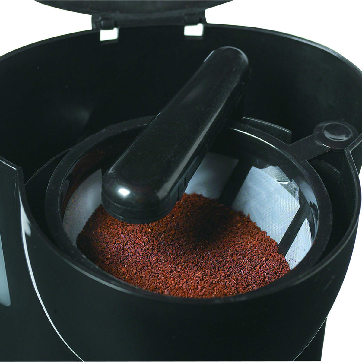 1 Cup Black Mini Drip Coffee Maker with Reusable Mesh Filter M846482