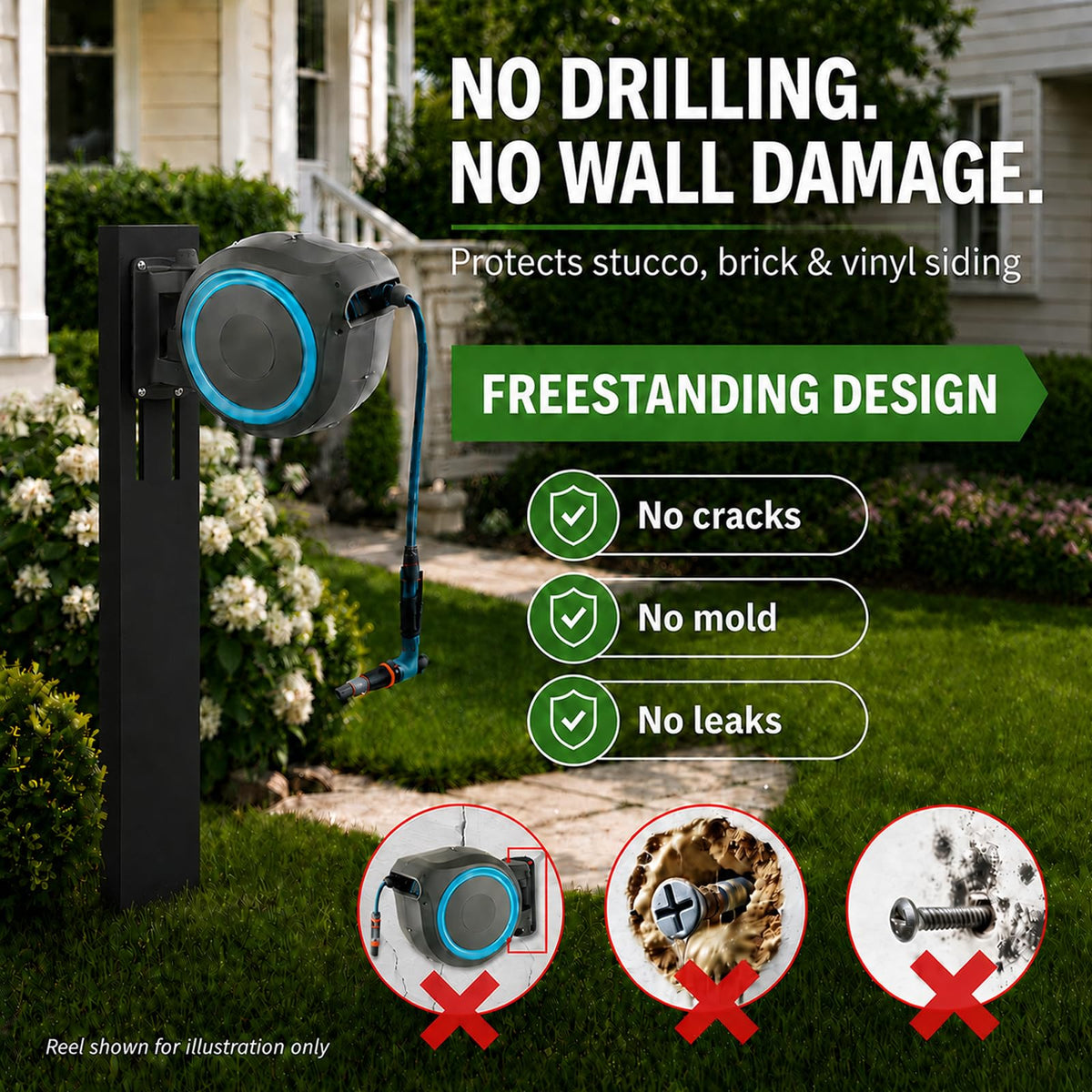 Retractable Garden Hose Reel Mounting Post A2991