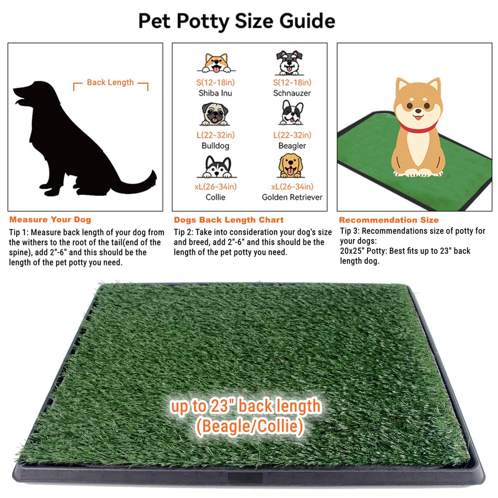 Dog Grass Pad with Tray 25"X20" Artificial Turf Pet Potty K6170