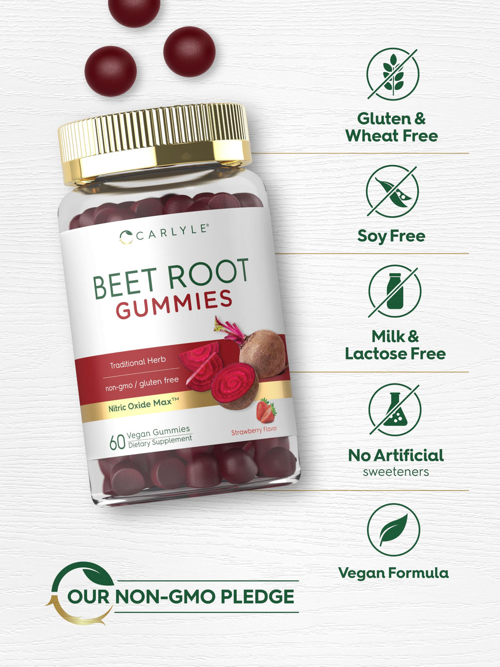 Beet Root Gummies 60 Count Strawberry Flavor S827522