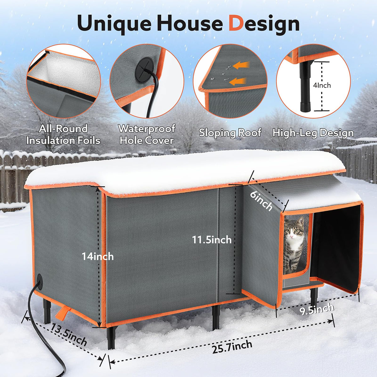 Heated Weatherproof Insulated Cat House W601