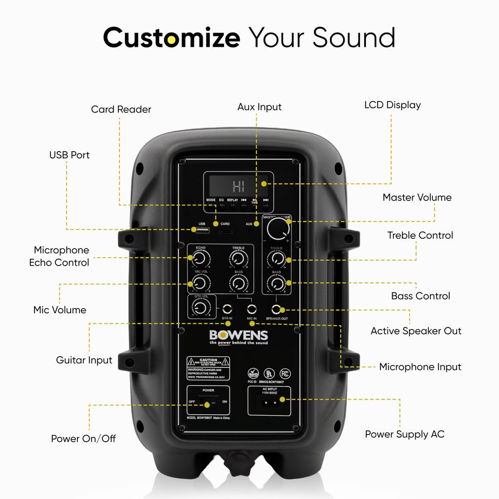 8-Inch Bluetooth PA Speaker Set with Stands and Cable H587