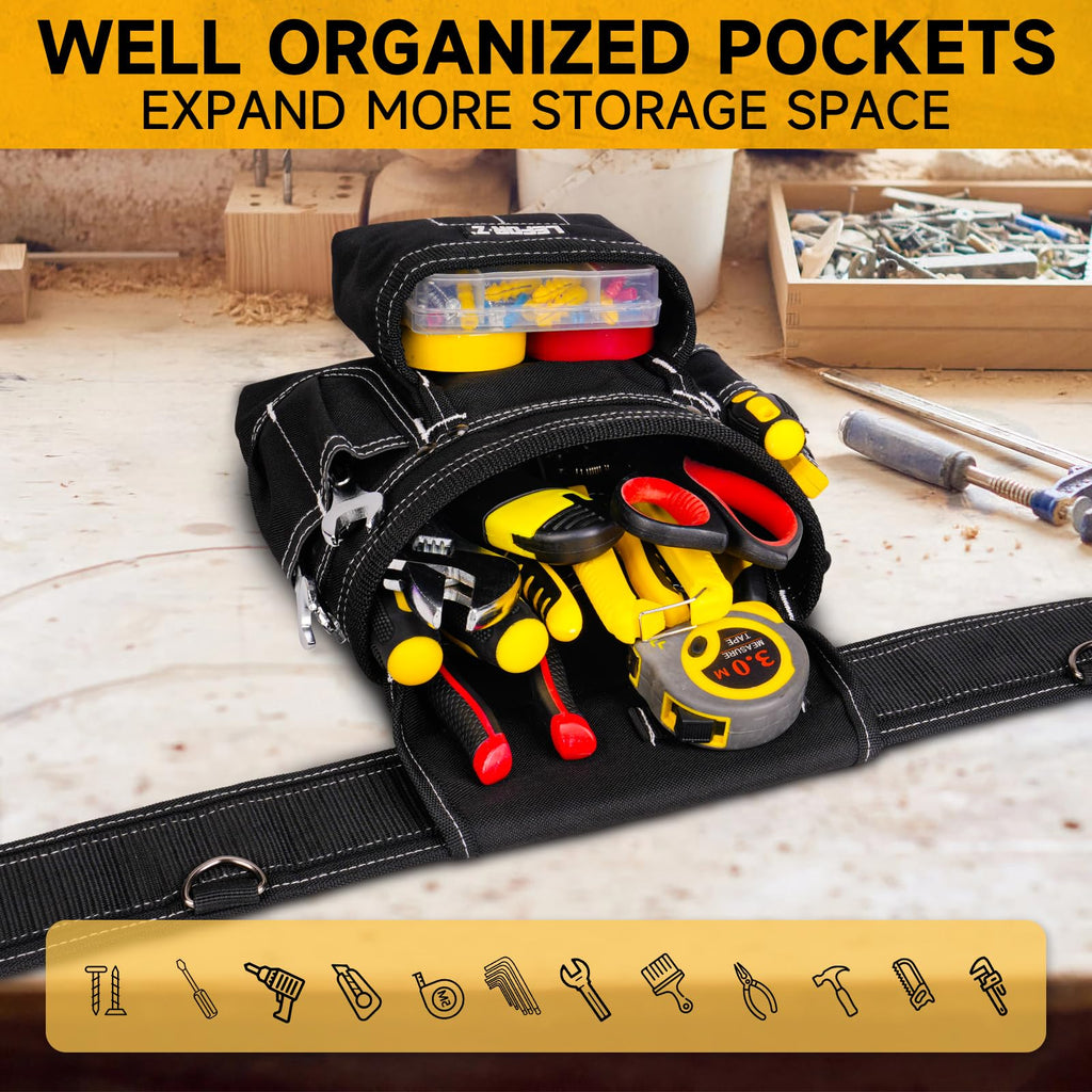 Tool Belt with 4 D-Rings, 27-Pockets P1169