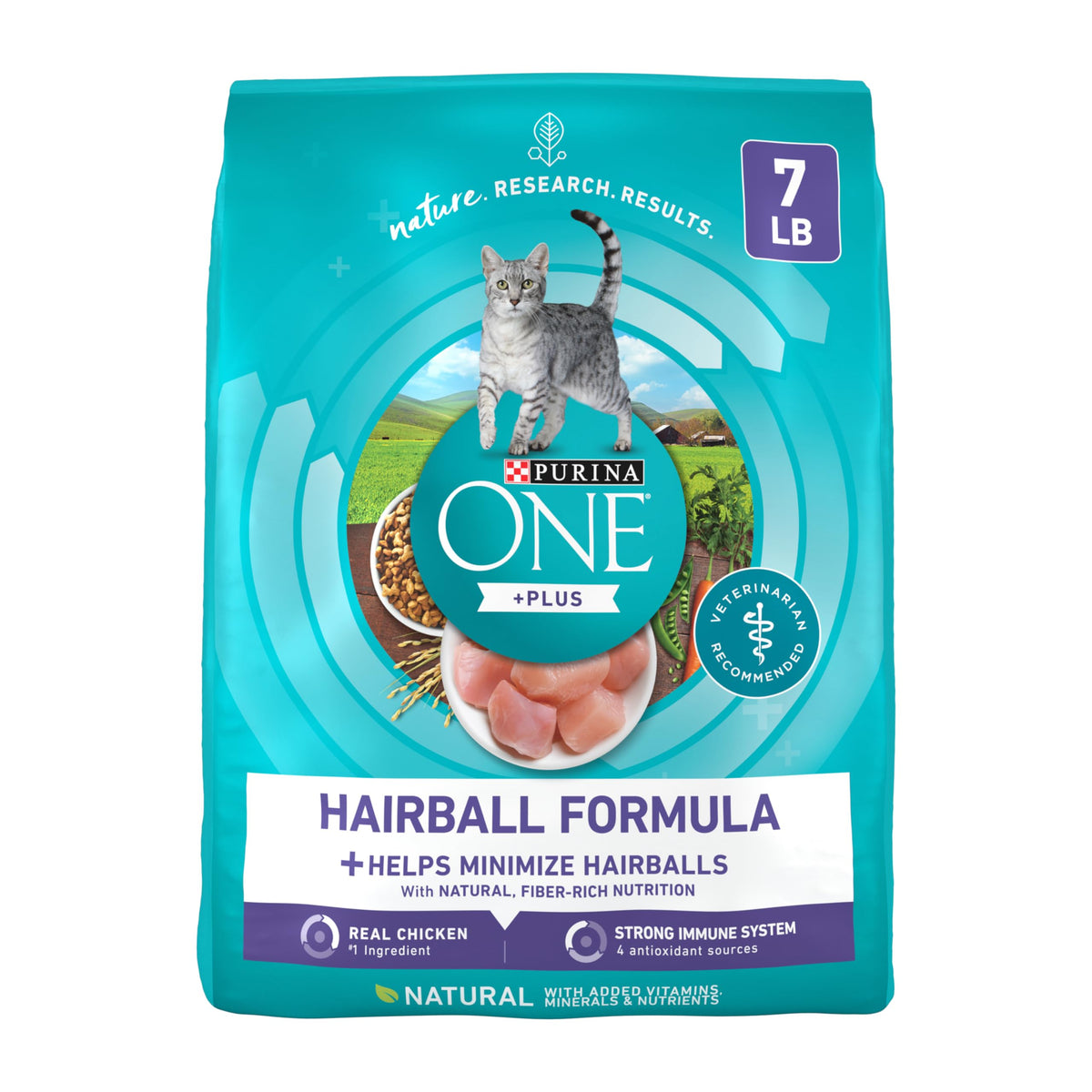 Natural Hairball Control Dry Cat Food, 7 lb Bag T789