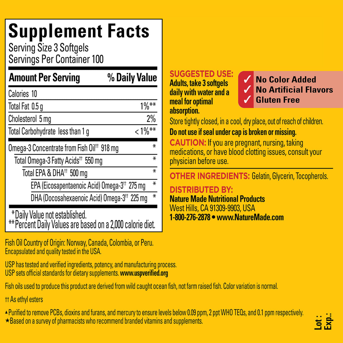 Omega 3 Fish Oil Supplements 550mg 300 Softgels O4559