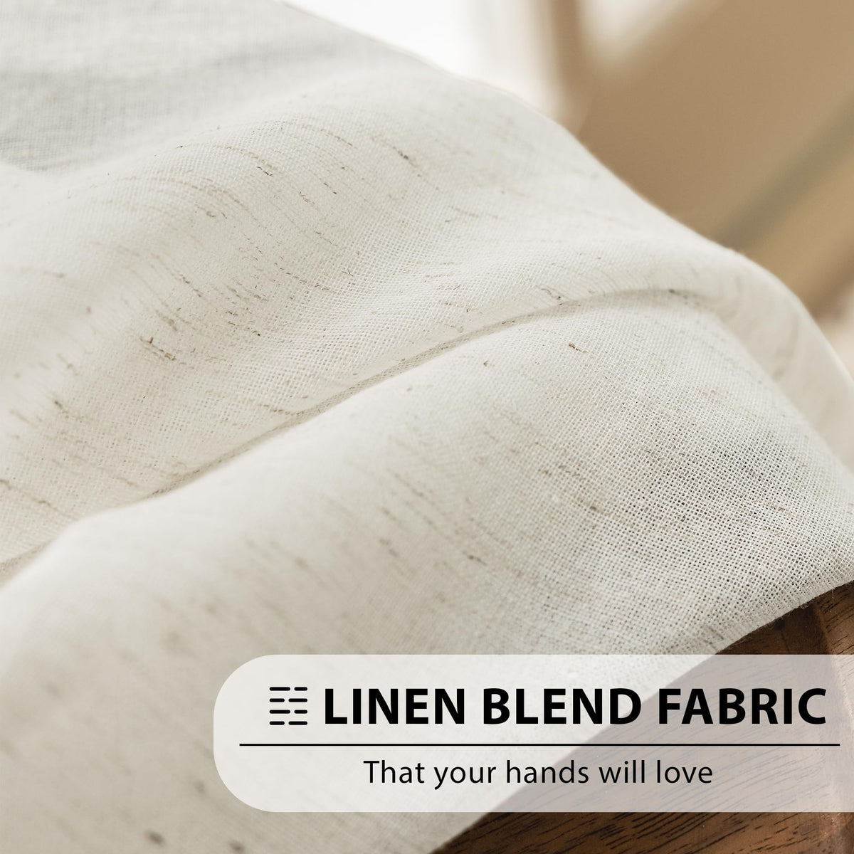 Natural Linen French Door Curtains 25x72 Inch Rod Pocket 2 Panels J6263