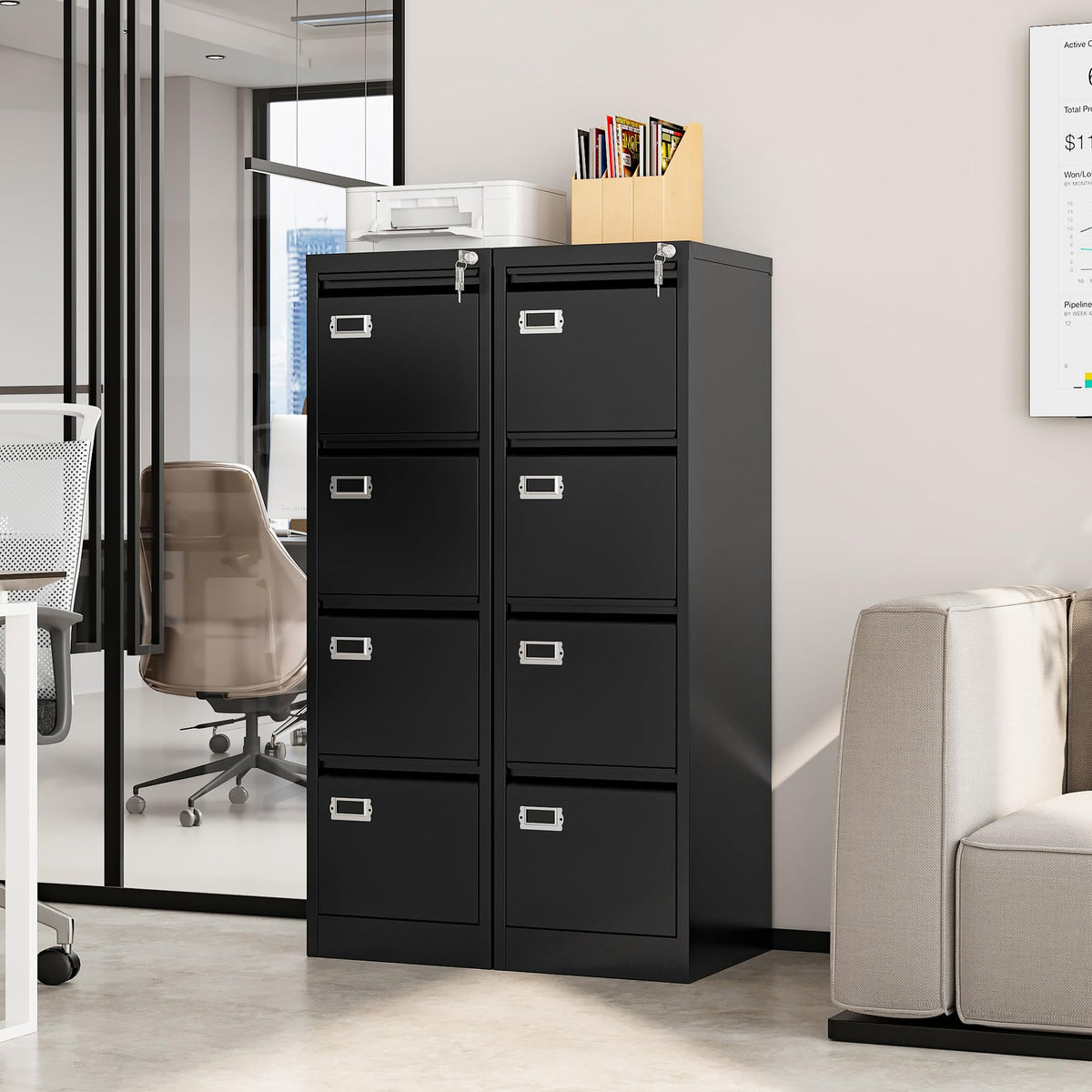 4 Drawer Metal File Cabinet with Lock Q518