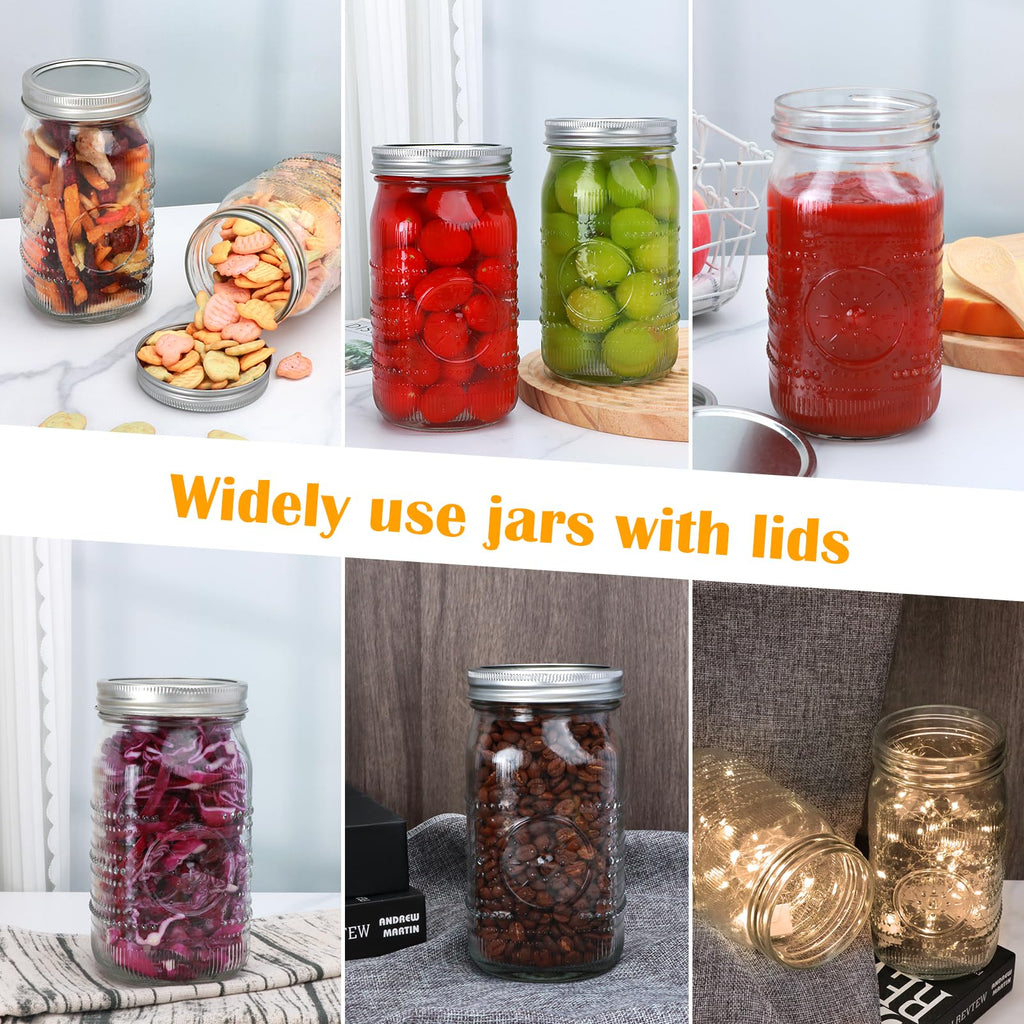 Wide Mouth Mason Jars with Lids 32oz 12 Pack I6347