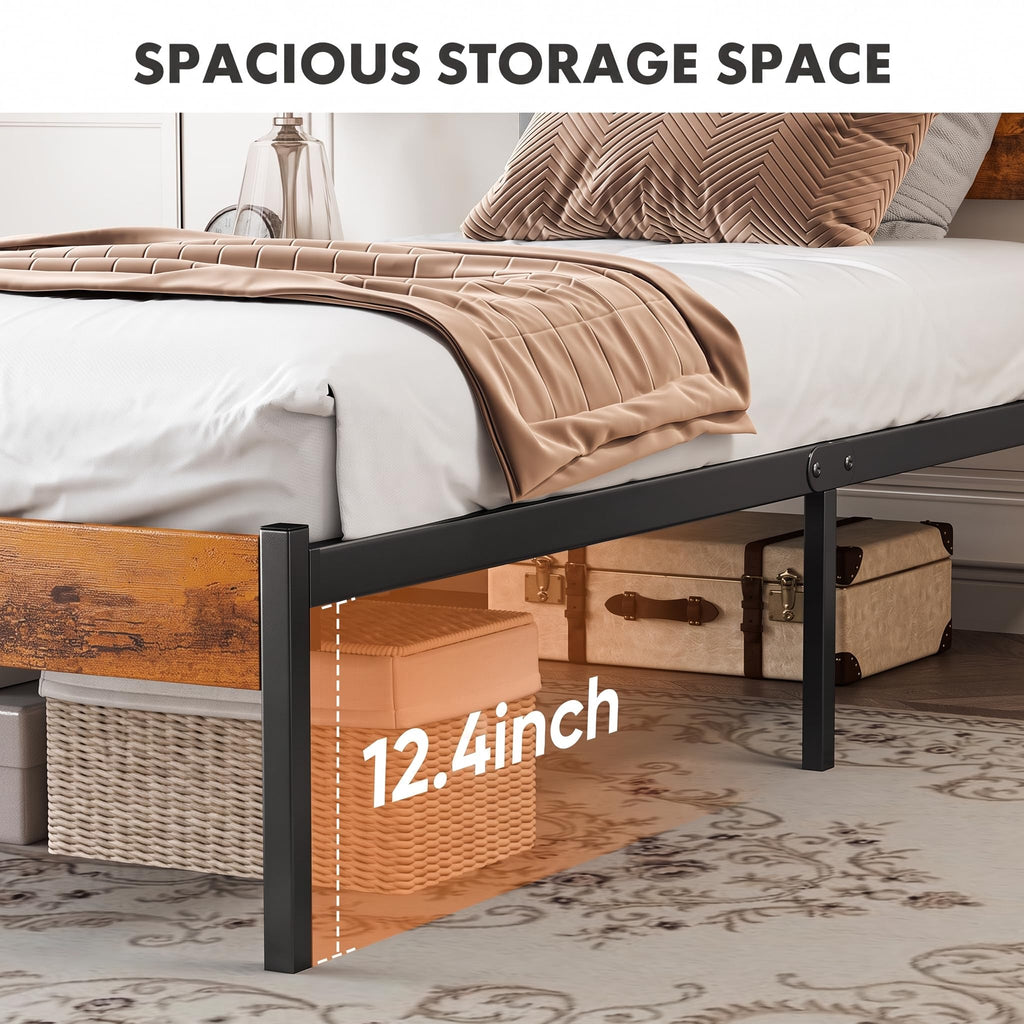 Twin Wood Bed Frame with Headboard T102226