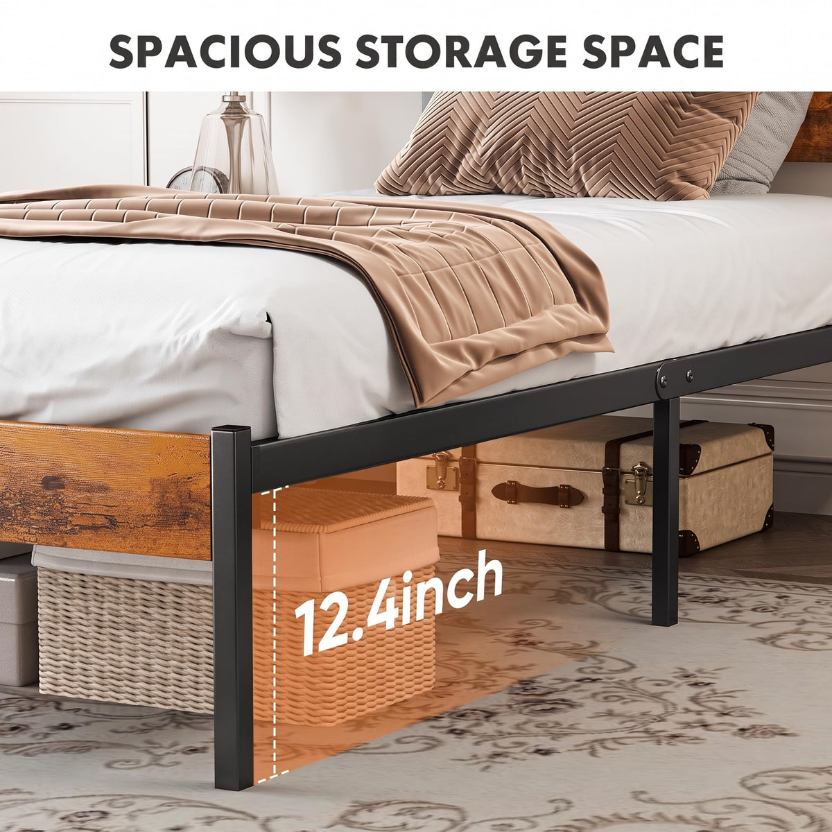 Twin Wood Bed Frame with Headboard T102226