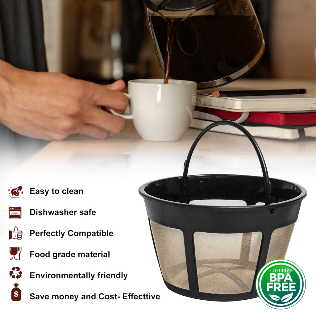 8-12 Cup Reusable Coffee Filter Basket with Mesh Bottom D5006