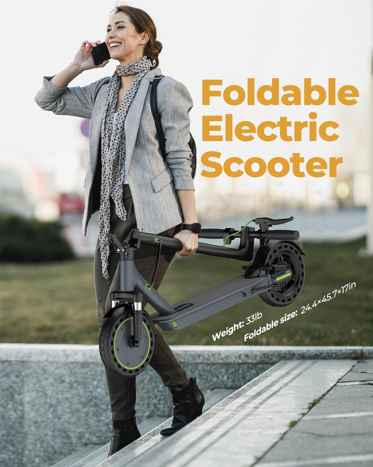 Electric Scooter with Solid Tires, Double Braking System O983