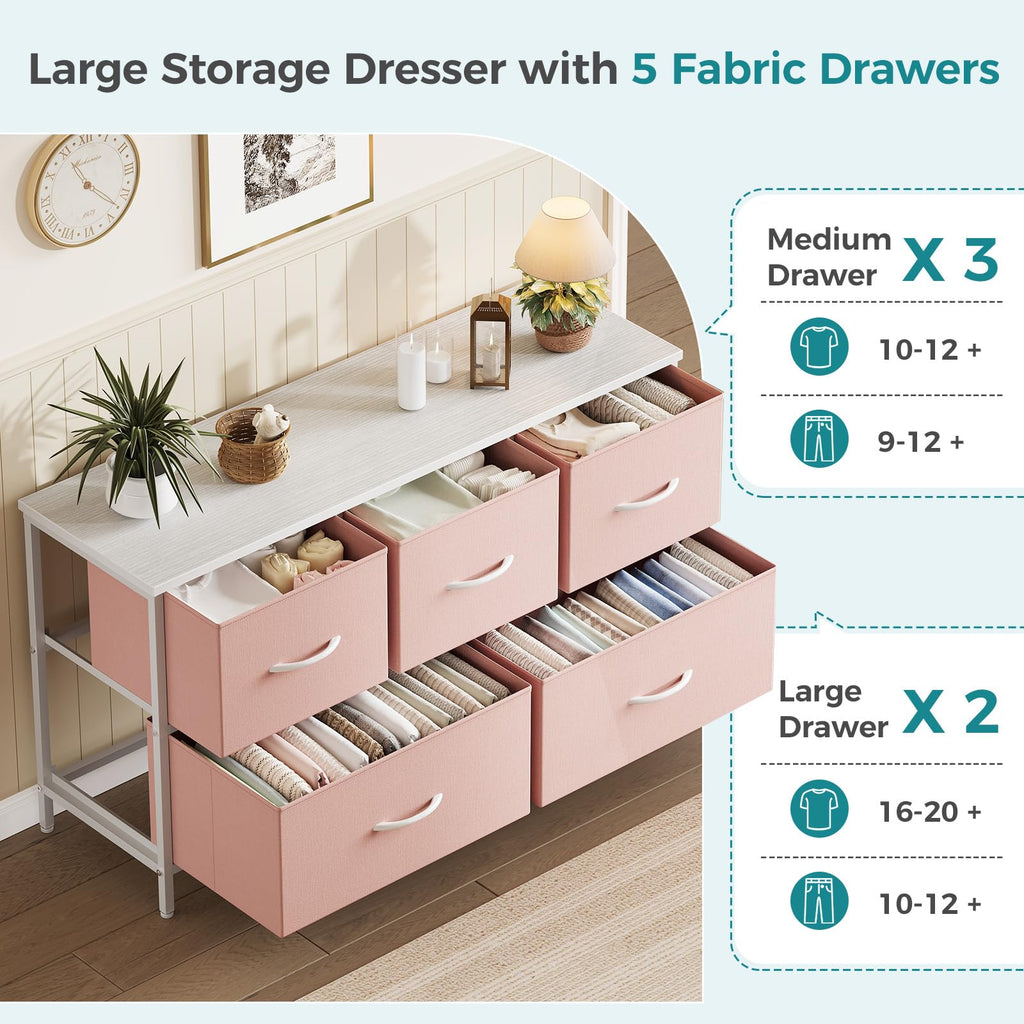 Pink 5 Drawer Dresser U959