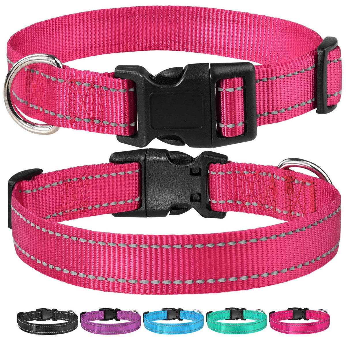Reflective Adjustable Pink Dog Collar W780