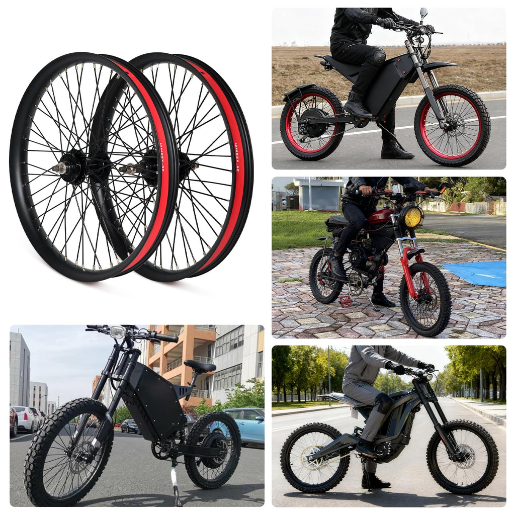 20"/26" Heavy Duty Bike Wheelset, Front and Rear, 12 Gauge 48 Spokes, Double Wall Aluminum Alloy Disc Brake MTB D94709