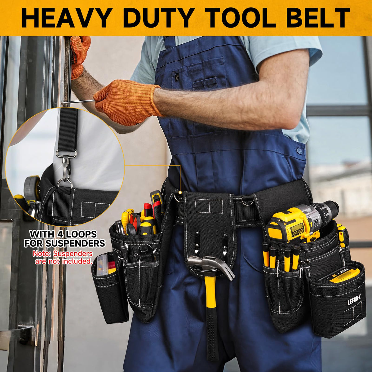 Tool Belt with 4 D-Rings, 27-Pockets P1169