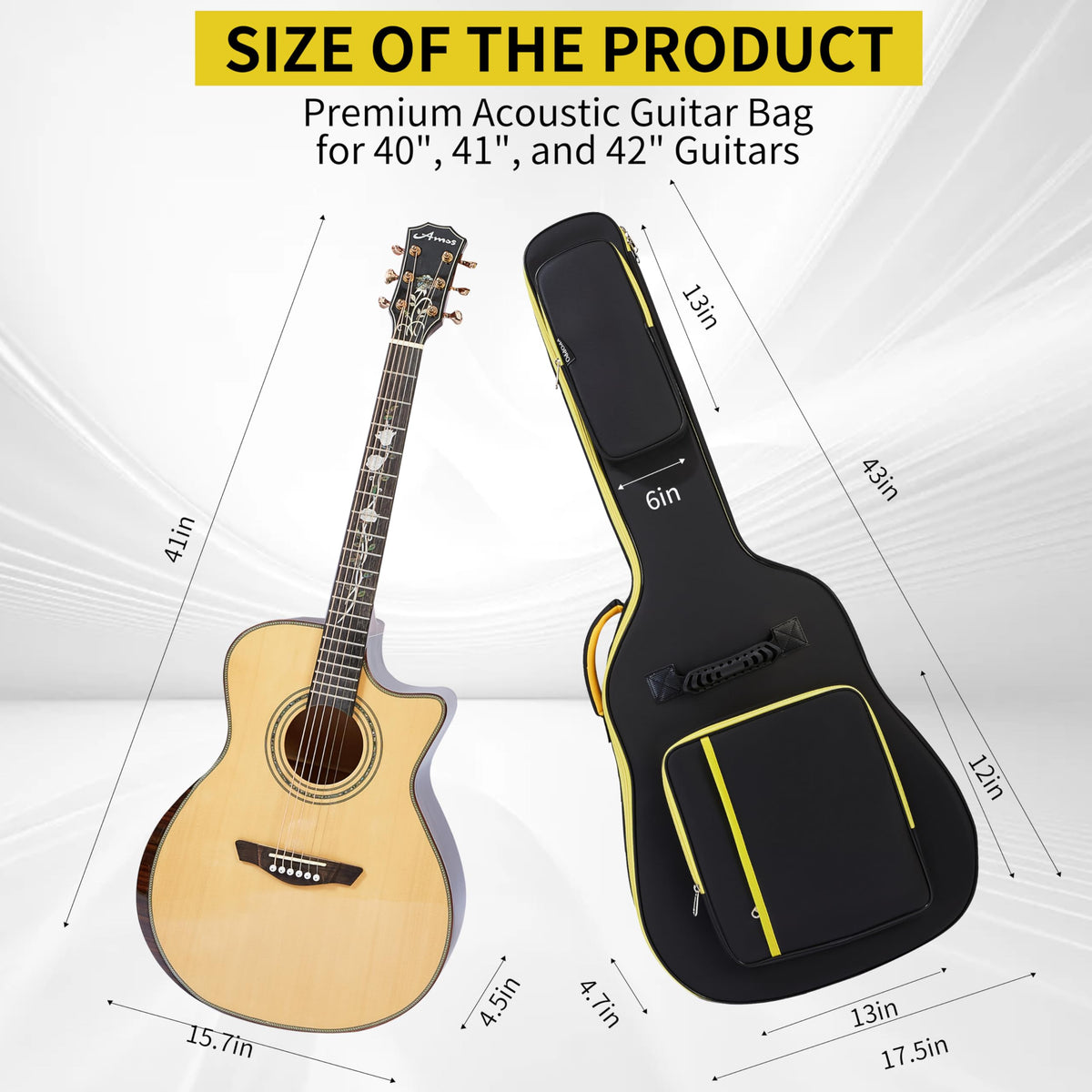 600D Waterproof Padded Acoustic Guitar Gig Bag J623