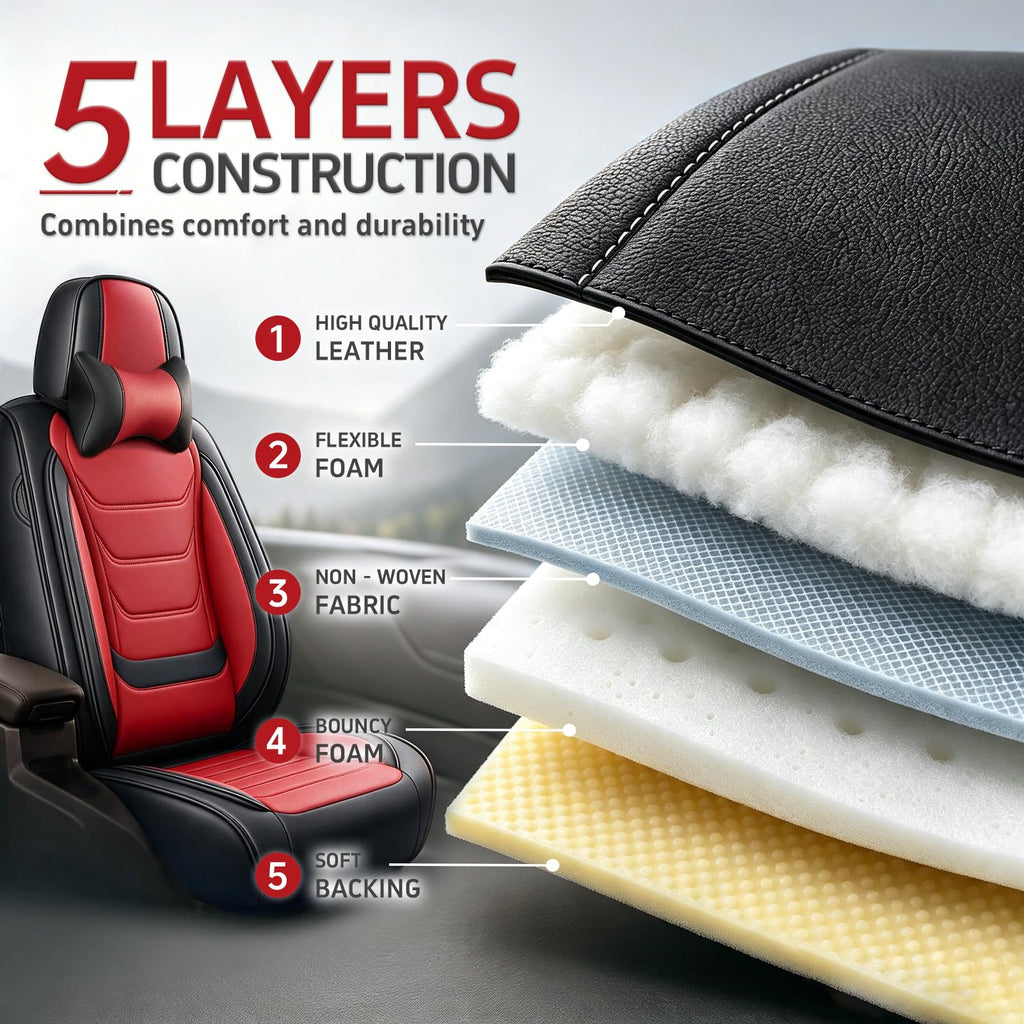 Black Red Seat Covers Full Set R347