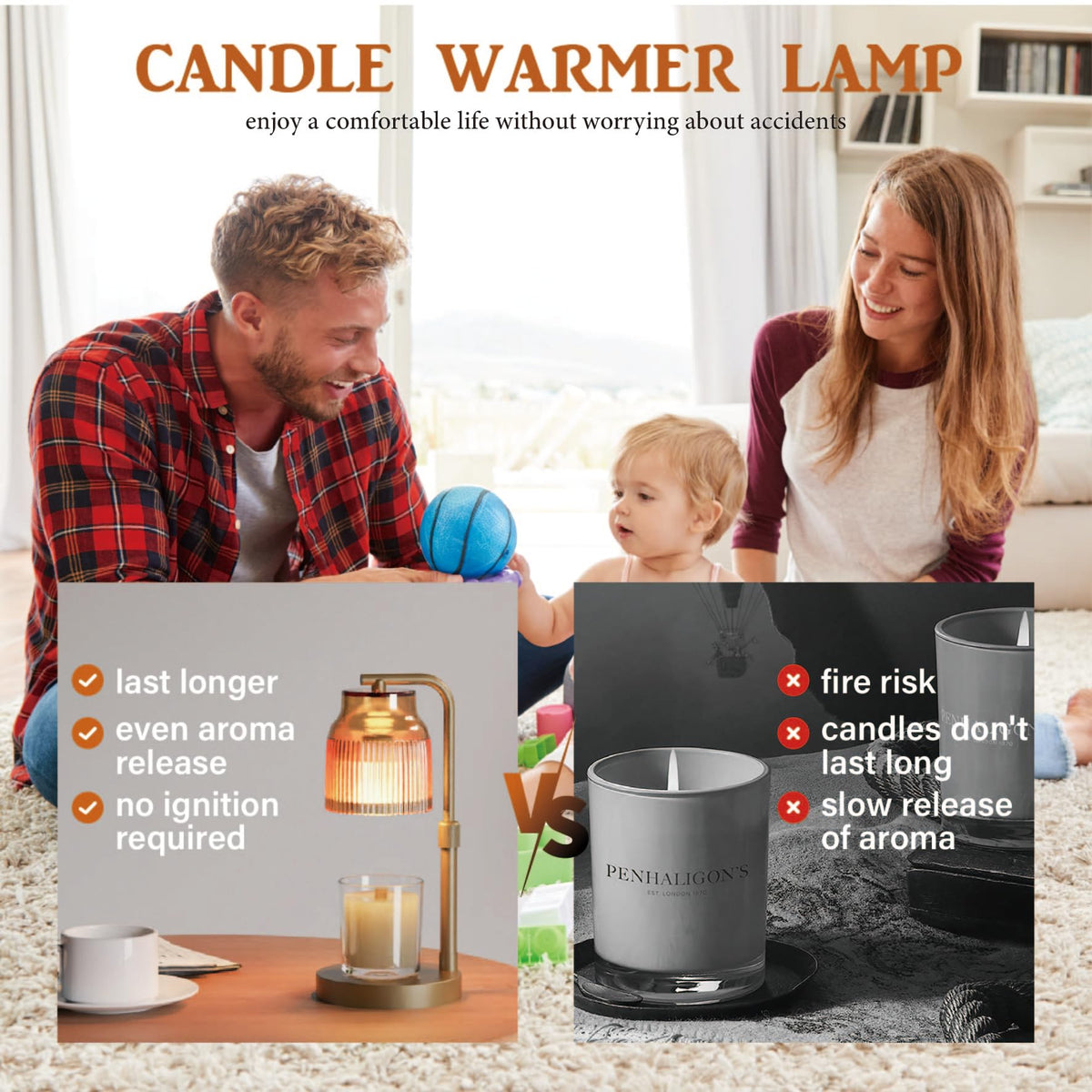 Candle Warmer Lamp with Timer Dimmer Adjustable Height H731