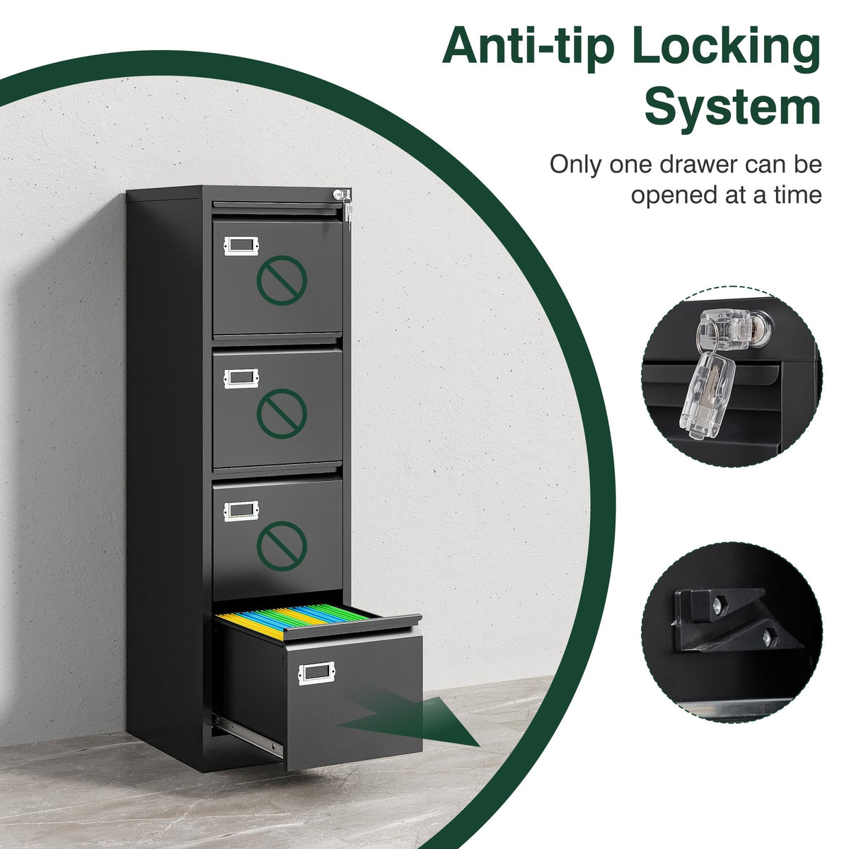 4 Drawer Metal File Cabinet with Lock Q518
