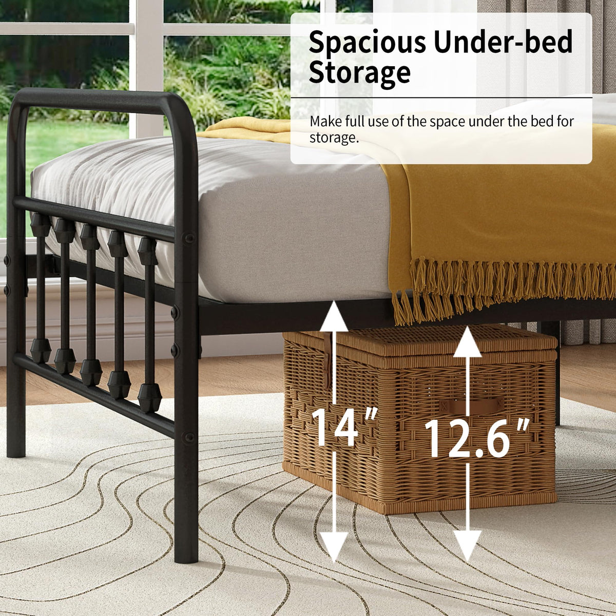 Queen Metal Bed Frame with Victorian Headboard & Footboard X5103