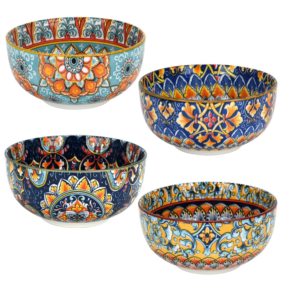 Set of 4 34oz Bohemian Ceramic Bowls B974249