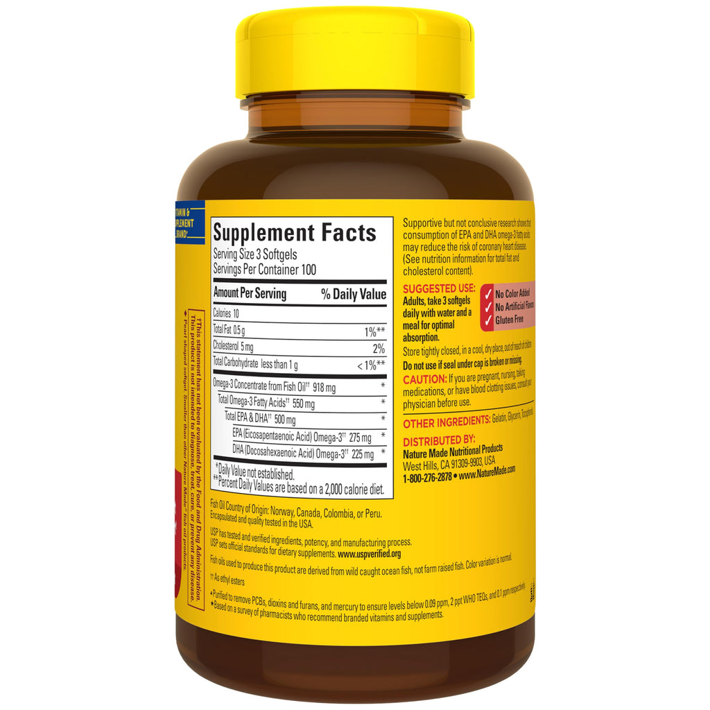 Omega 3 Fish Oil Supplements 550mg 300 Softgels O4559